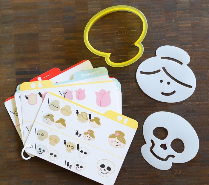 example of multi-use cutters, instructions, and stencils from Sweet Sugarbelle cookie decorating line ... so cute!