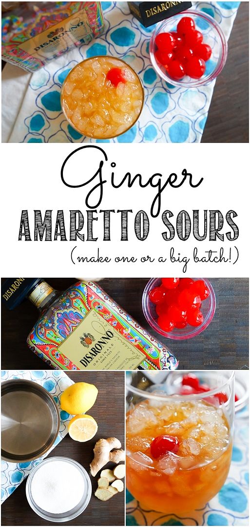 Ginger Amaretto Sours, cocktail for one or for a crowd. Make-ahead or drink right away!