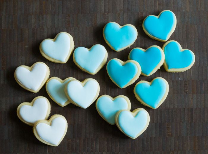 mini ombre heart cookies with gold painted monogram