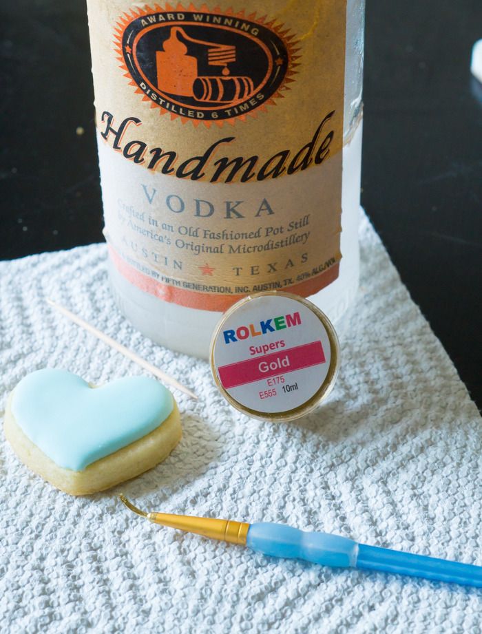 mini ombre heart cookies with gold painted monogram