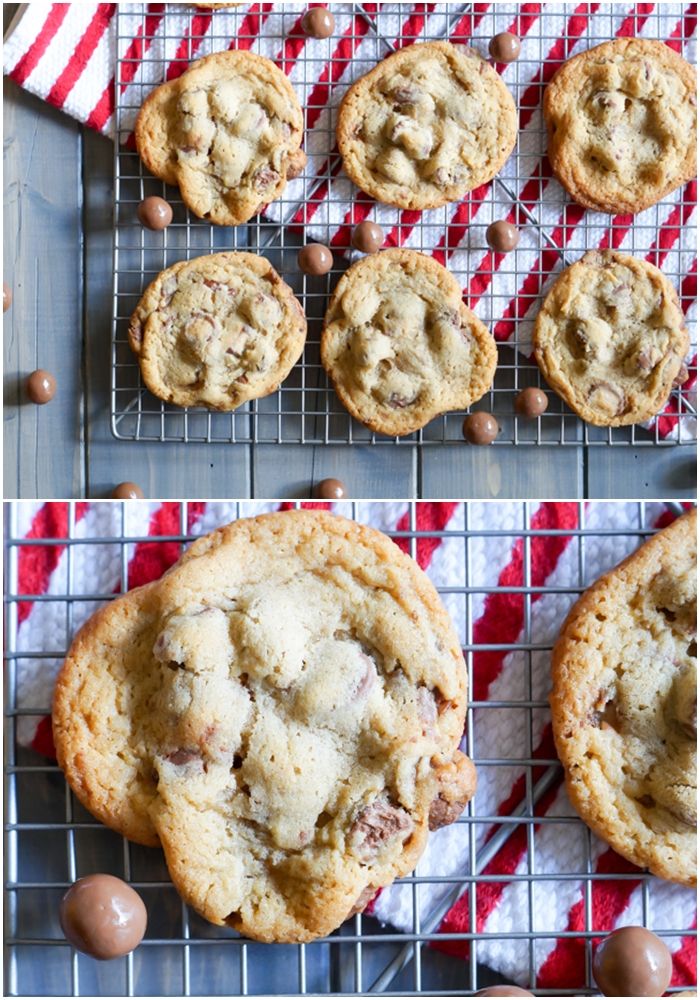 malted milk ball cookies ... with chopped Whoppers and milk chocolate chips. Totally addicting!