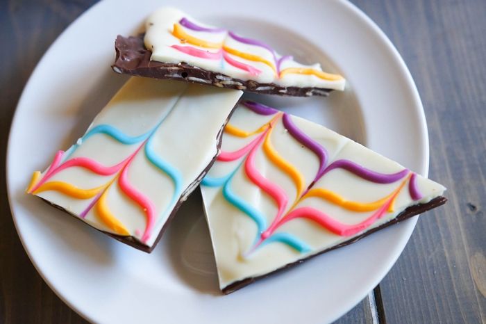 Marbled Chocolate Bark...for Easter or any occasion. Made even more delicious with toasted, sugared almonds!
