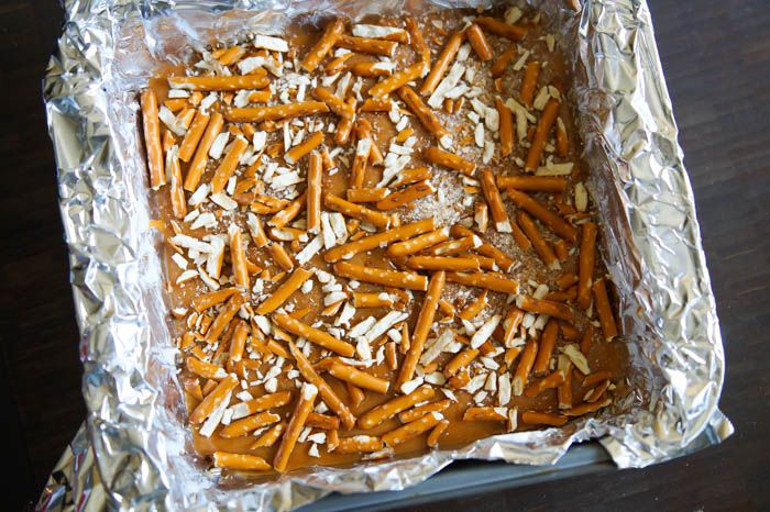 Chocolate Caramel Pretzel No-Bake Bars