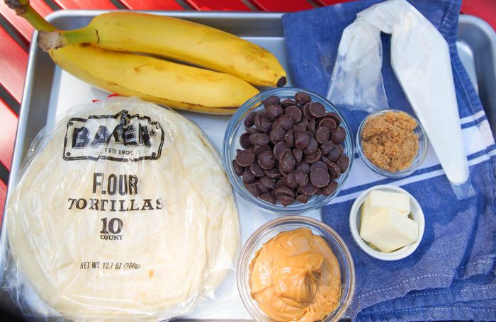 Grilled Peanut Butter and Chocolate Quesadillas with Caramelized Bananas ingredients