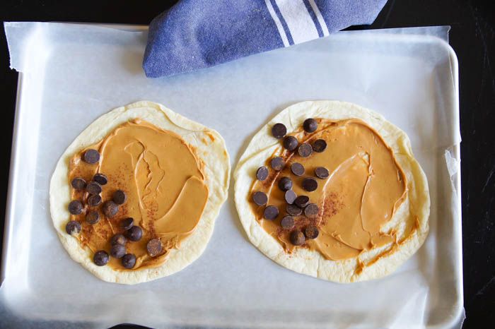Grilled Peanut Butter and Chocolate Quesadillas with Caramelized Bananas