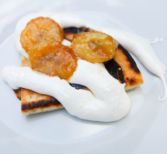 Grilled Peanut Butter and Chocolate Quesadillas with Caramelized Bananas