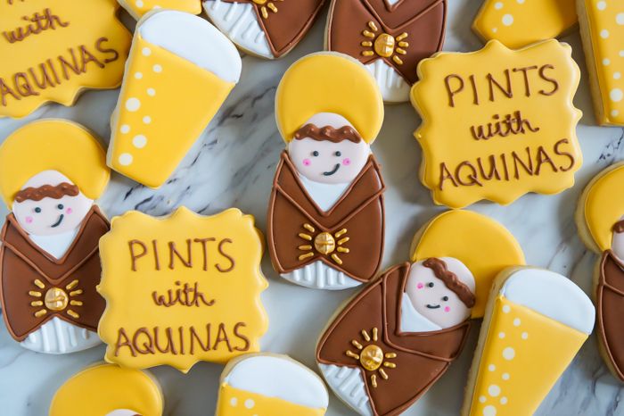 cookies to celebrate the book Pints with Aquinas by Matt Fradd