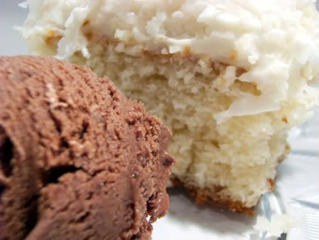 coconut cake and ice cream