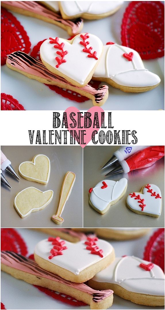 how to make baseball valentine decorated cookies