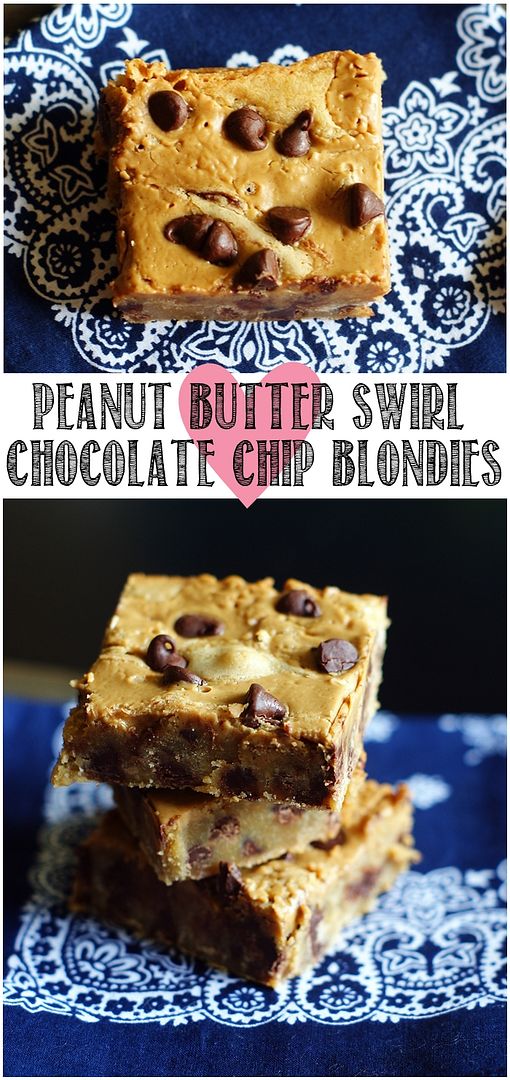 Peanut Butter Swirl Chocolate Chip Blondies | bakeat350.net
