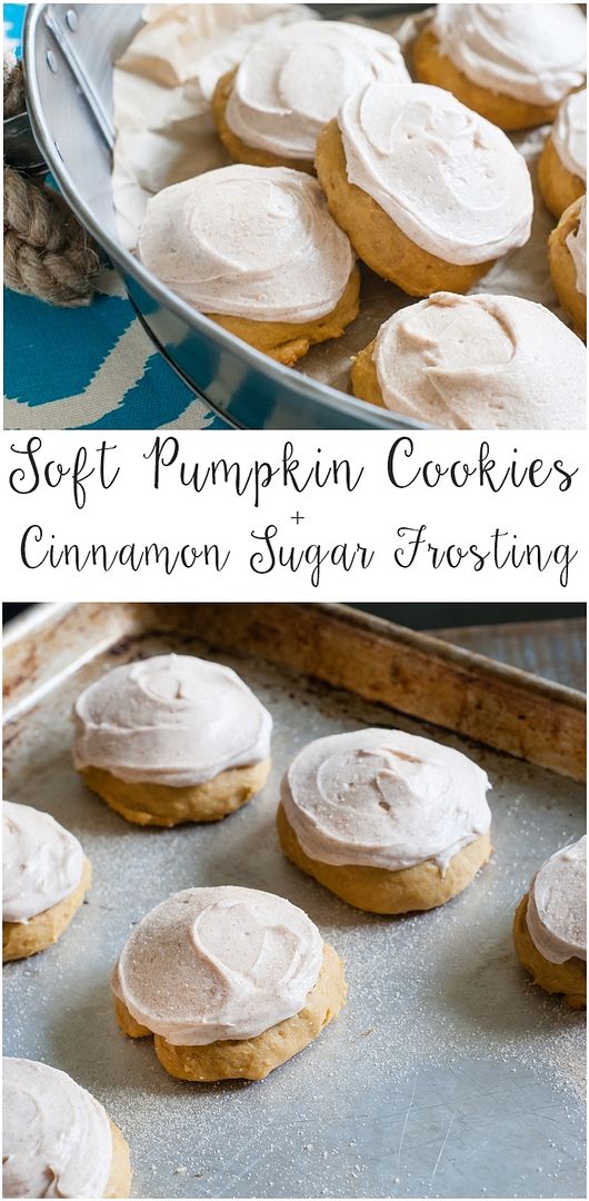 soft pumpkin cookies with cinnamon sugar frosting