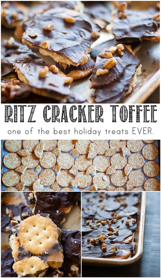One of our favorite (and oh-so-easy) holiday recipes: Ritz Cracker Toffee.