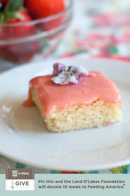 Sugar Cookie Bars with Strawberry Glaze and Sugared Flowers