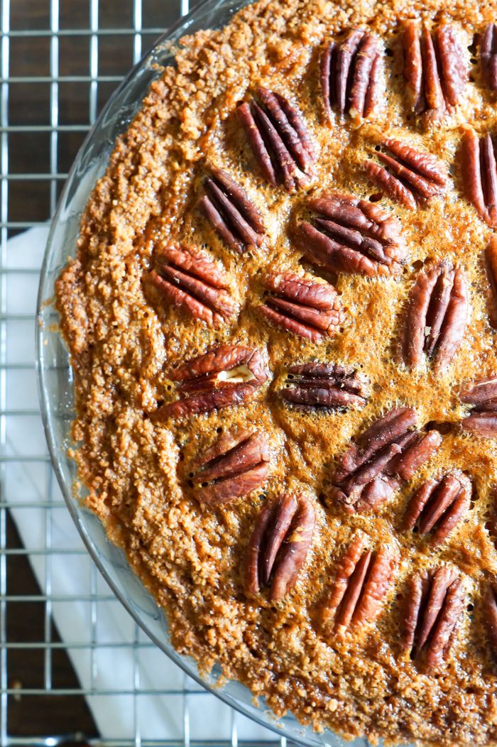 butterscotch pecan pie with a cookie crust