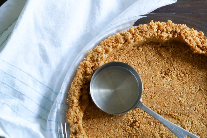 butterscotch pecan pie with a cookie crust