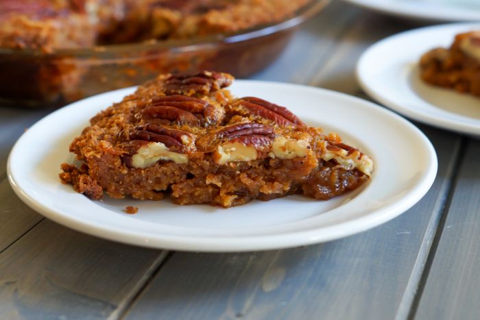butterscotch pecan pie with a cookie crust
