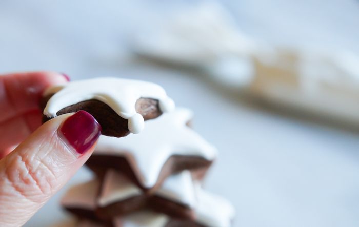 Clementine Gingerbread Cookie Trees assembled with royal icing