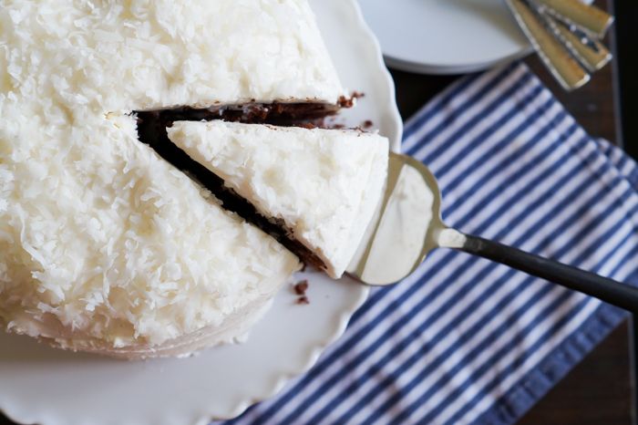 Nana McKee's Chocolate Cake (with fluffy coconut frosting)