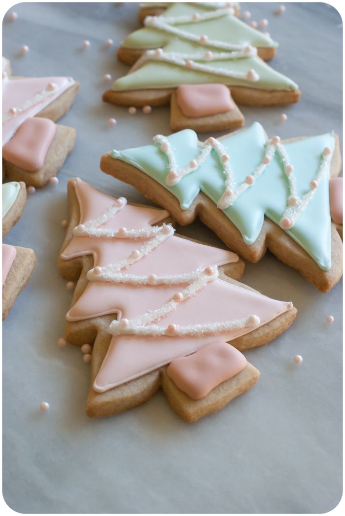 cinnamon-sugar cut-out cookie recipe + pastel christmas tree cookies tutorial