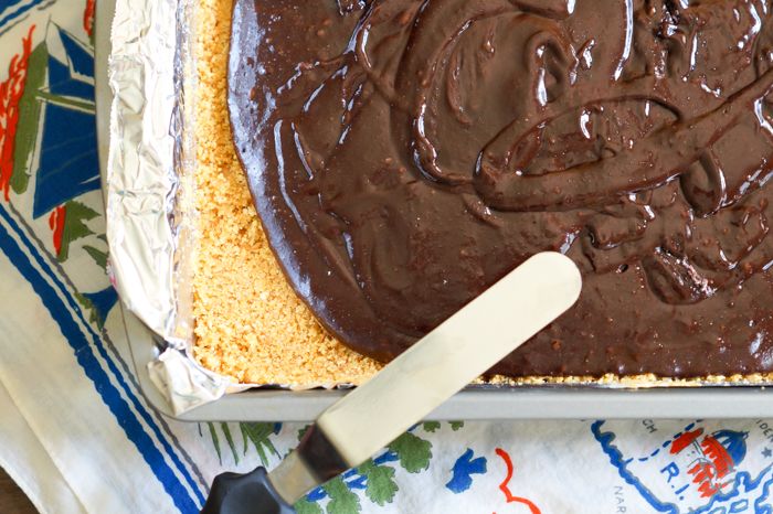 s'mores brownies in the making