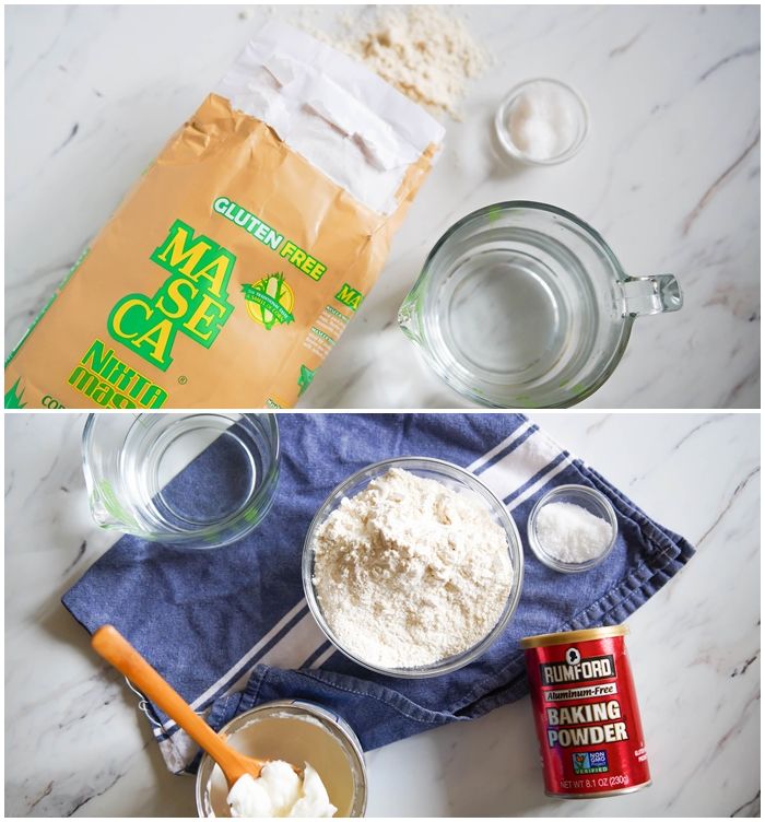 ingredients for homemade corn and flour tortillas