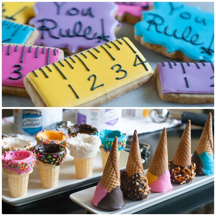 decorated cookies and dipped ice cream cones!