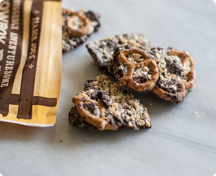 trader joe's cowboy bark review: chocolate, toffee, pretzels, peanuts...YUM!