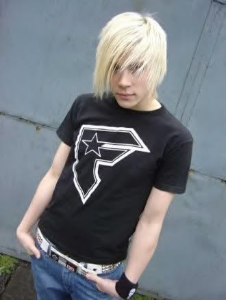 blond emo hairstyle. black and londe emo hair boy.
