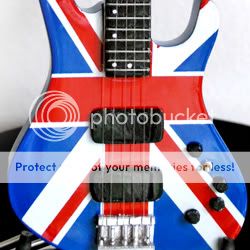 Miniature Guitar Rick Savage Def Leppard Union Jack Bass  