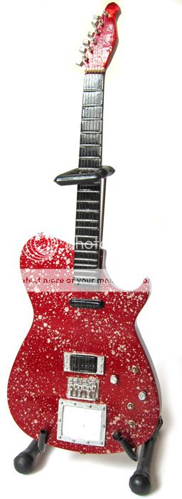 Miniature Guitar Matt Bellamy Muse Red Glitter Mans Awesome Survival