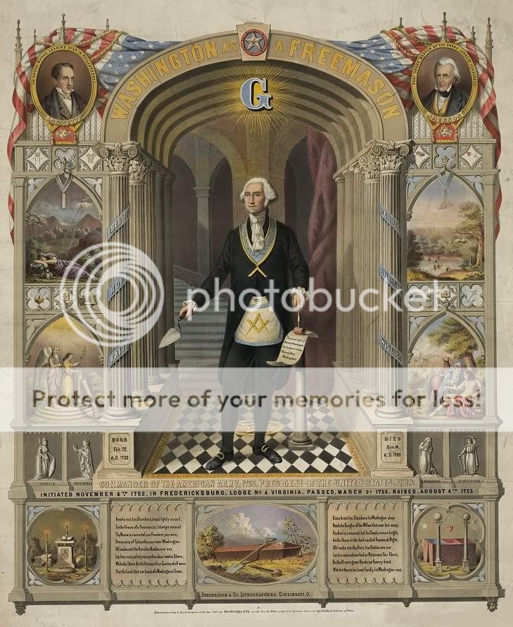   WASHINGTON FREEMASON APRON MASONIC LODGE UNIFORM JACKSON 13X19 PRINT